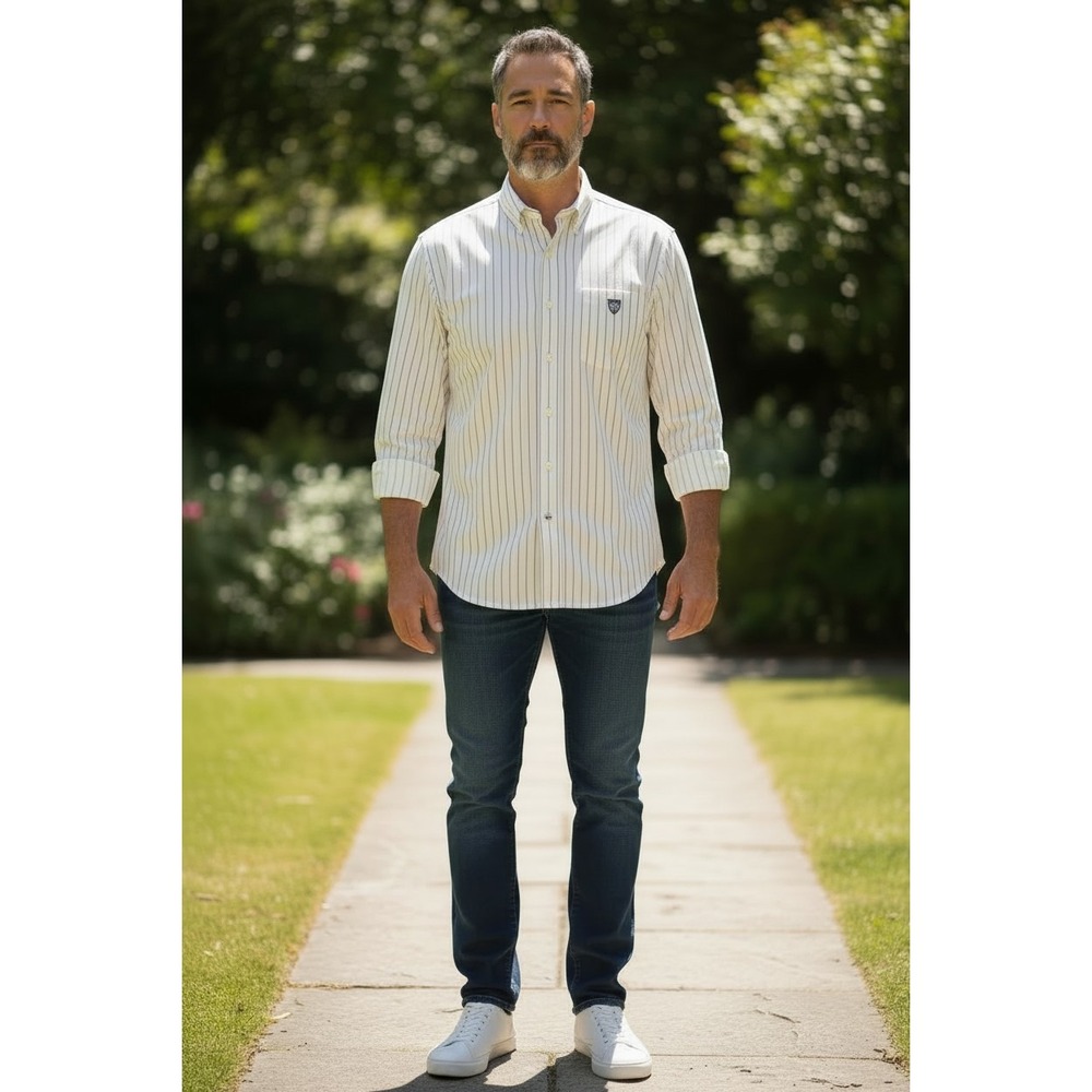 Polo Golf Ralph Lauren Kincaid Men's SZ XL Shirt White‎ Blue Striped 100% Cotton